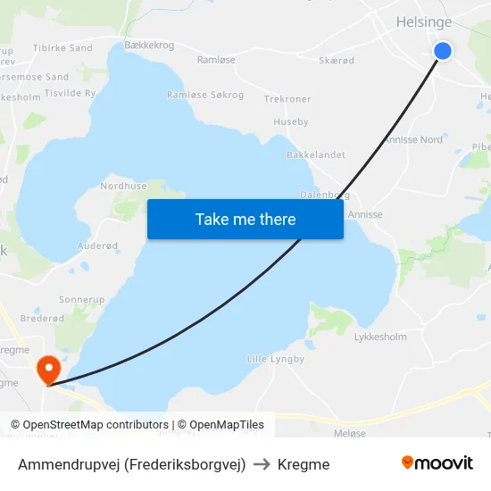 Ammendrupvej (Frederiksborgvej) to Kregme map