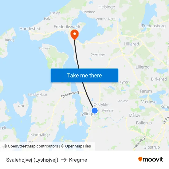 Svalehøjvej (Lyshøjvej) to Kregme map