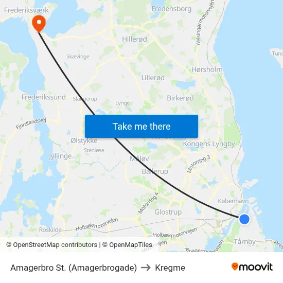 Amagerbro St. (Amagerbrogade) to Kregme map