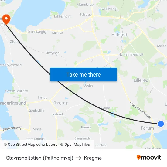 Stavnsholtstien (Paltholmvej) to Kregme map