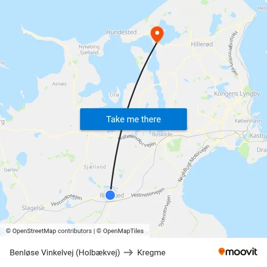 Benløse Vinkelvej (Holbækvej) to Kregme map