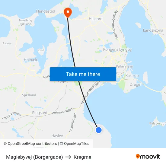 Maglebyvej (Borgergade) to Kregme map