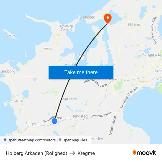 Holberg Arkaden (Rolighed) to Kregme map