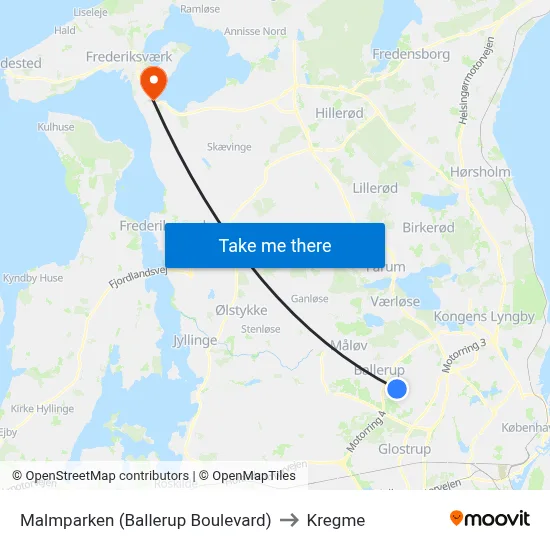 Malmparken (Ballerup Boulevard) to Kregme map
