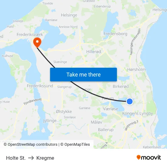 Holte St. to Kregme map