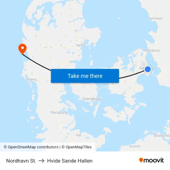 Nordhavn St. to Hvide Sande Hallen map