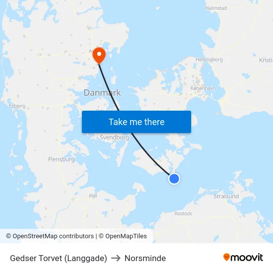 Gedser Torvet (Langgade) to Norsminde map
