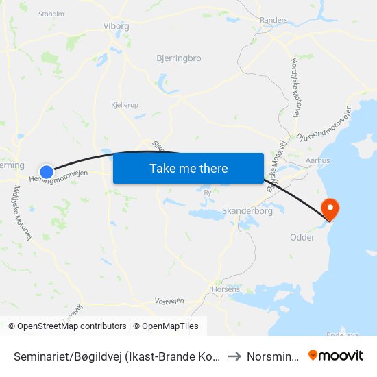 Seminariet/Bøgildvej (Ikast-Brande Kom) to Norsminde map
