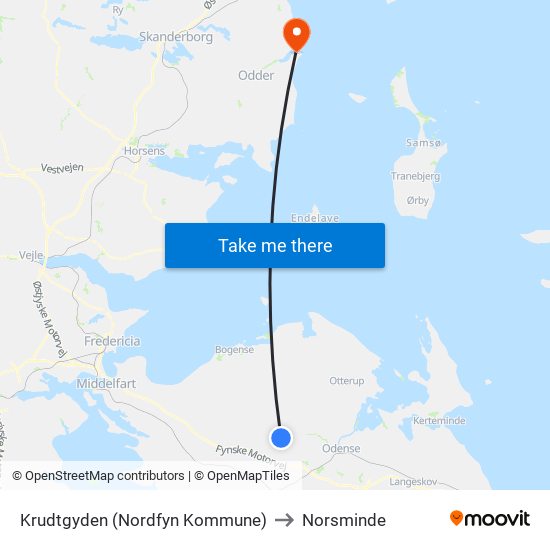 Krudtgyden (Nordfyn Kommune) to Norsminde map