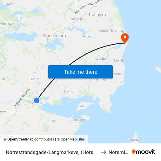 Nørrestrandsgade/Langmarksvej (Horsens Kom) to Norsminde map