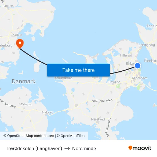 Trørødskolen (Langhaven) to Norsminde map