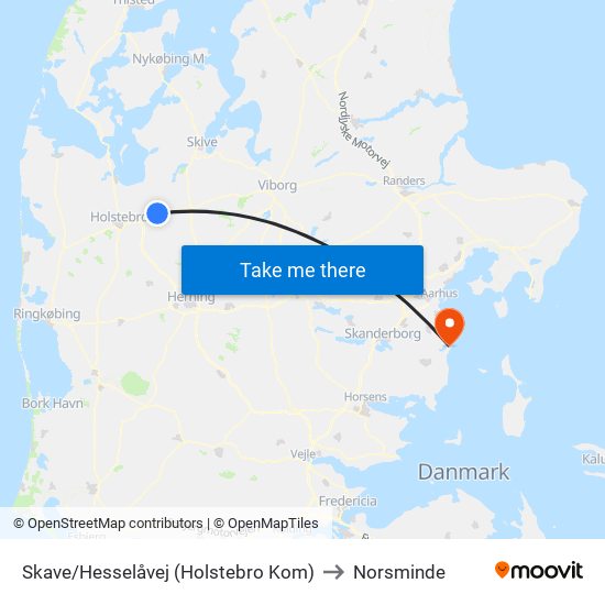 Skave/Hesselåvej (Holstebro Kom) to Norsminde map