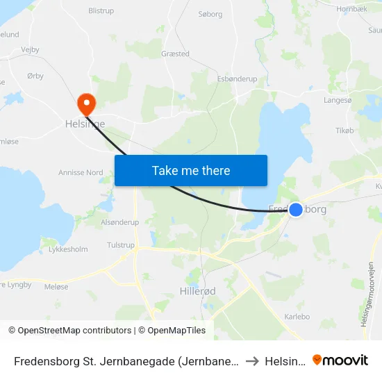 Fredensborg St. Jernbanegade (Jernbanegade) to Helsinge map