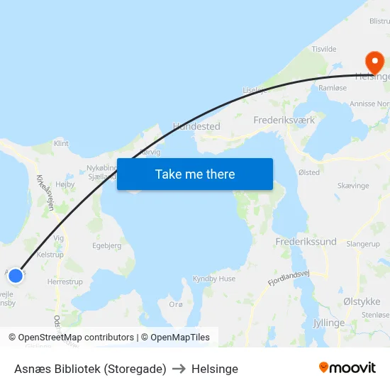 Asnæs Bibliotek (Storegade) to Helsinge map