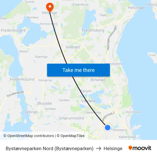 Bystævneparken Nord (Bystævneparken) to Helsinge map