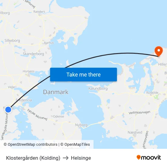 Klostergården (Kolding) to Helsinge map