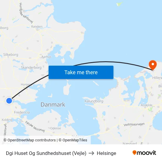 Dgi Huset Og Sundhedshuset (Vejle) to Helsinge map