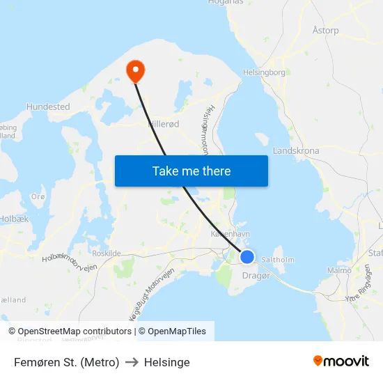 Femøren St. (Metro) to Helsinge map