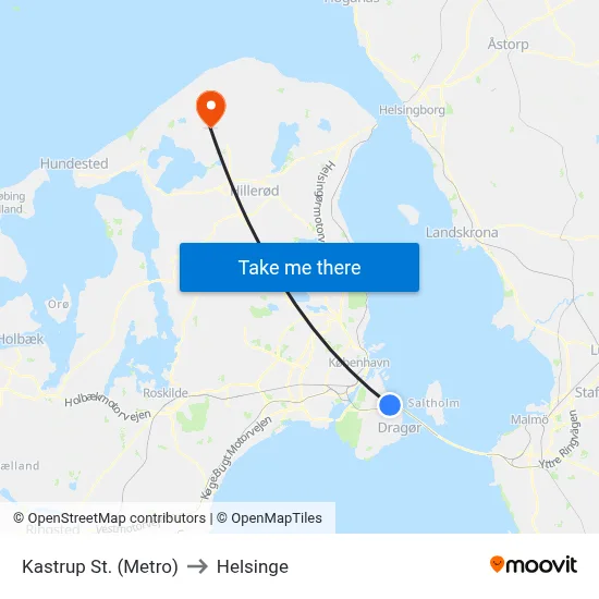 Kastrup St. (Metro) to Helsinge map