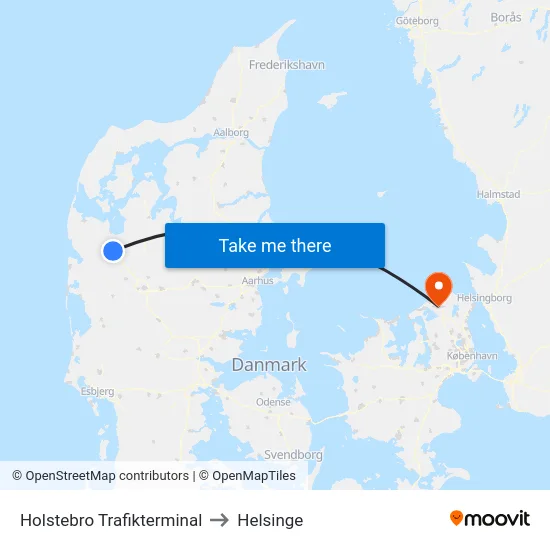 Holstebro Trafikterminal to Helsinge map