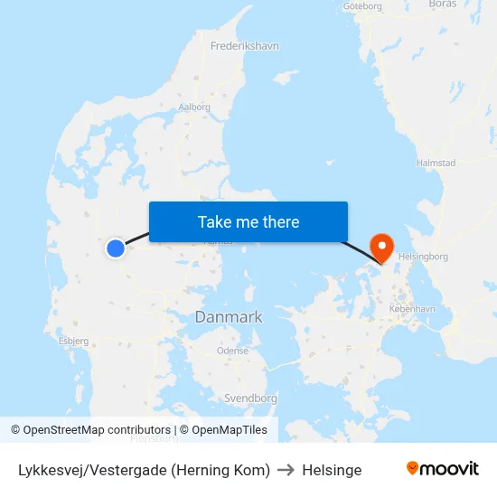 Lykkesvej/Vestergade (Herning Kom) to Helsinge map