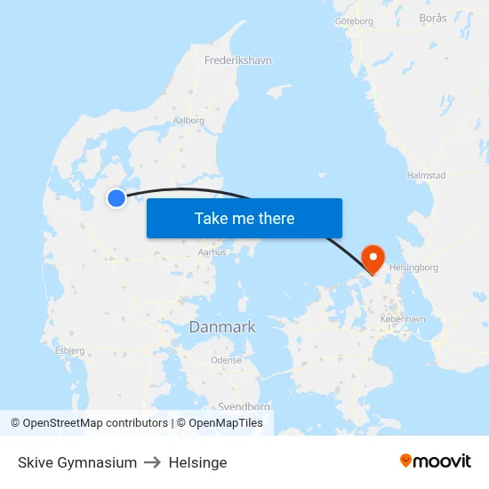 Skive Gymnasium to Helsinge map