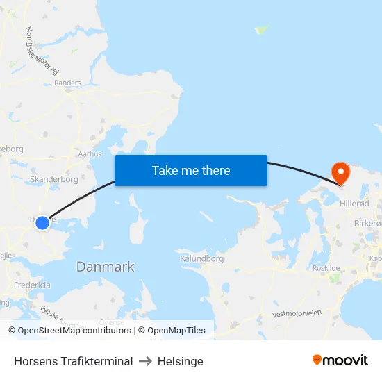 Horsens Trafikterminal to Helsinge map