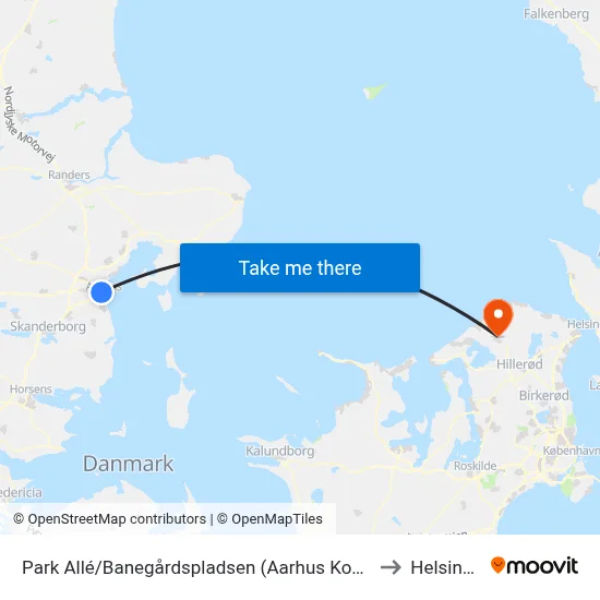 Park Allé/Banegårdspladsen (Aarhus Kom) to Helsinge map