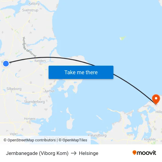 Jernbanegade (Viborg Kom) to Helsinge map