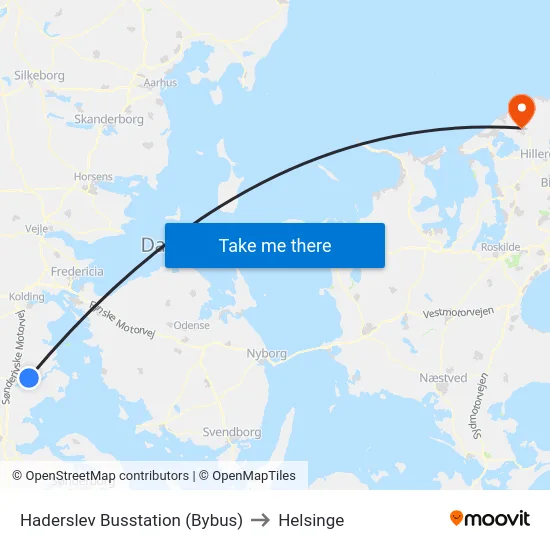 Haderslev Busstation (Bybus) to Helsinge map