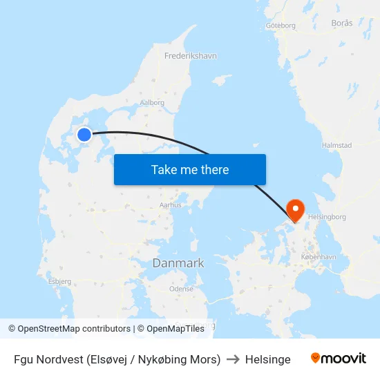 Fgu Nordvest (Elsøvej / Nykøbing Mors) to Helsinge map