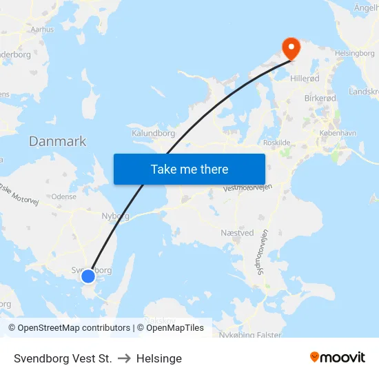 Svendborg Vest St. to Helsinge map