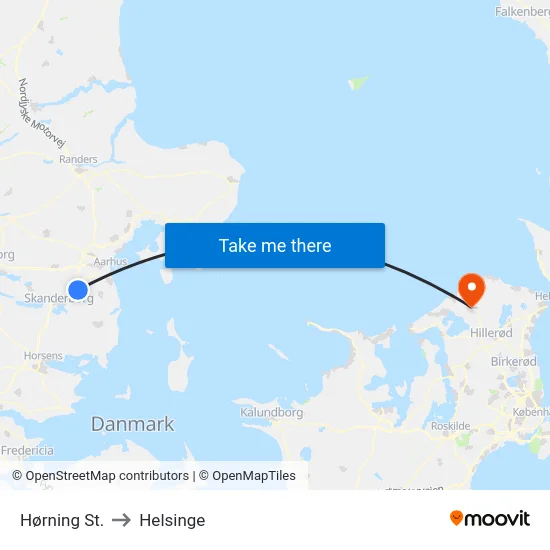 Hørning St. to Helsinge map
