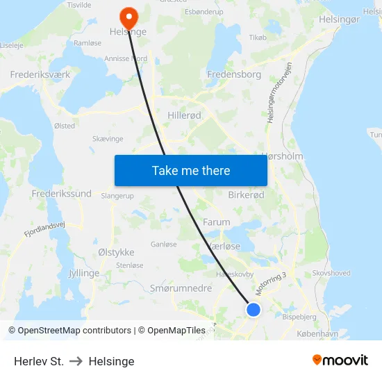 Herlev St. to Helsinge map