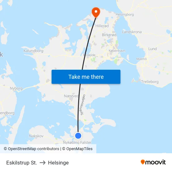 Eskilstrup St. to Helsinge map
