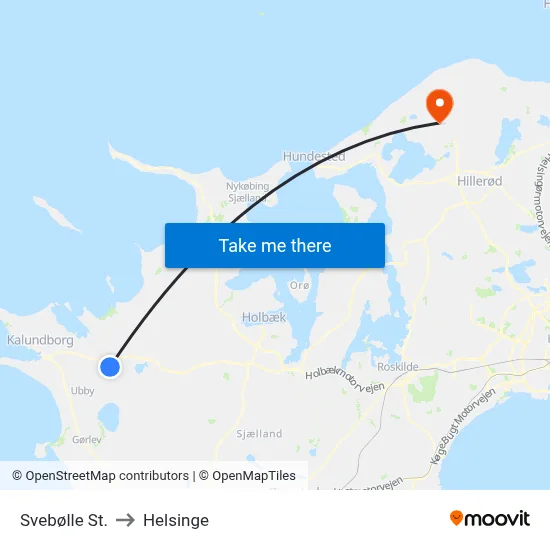 Svebølle St. to Helsinge map