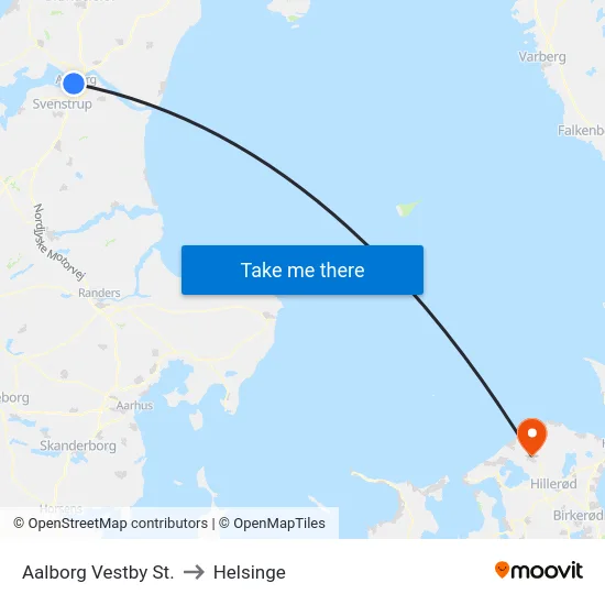 Aalborg Vestby St. to Helsinge map