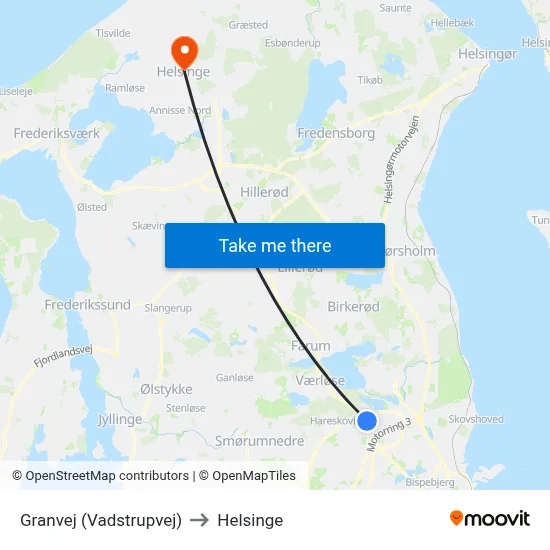 Granvej (Vadstrupvej) to Helsinge map