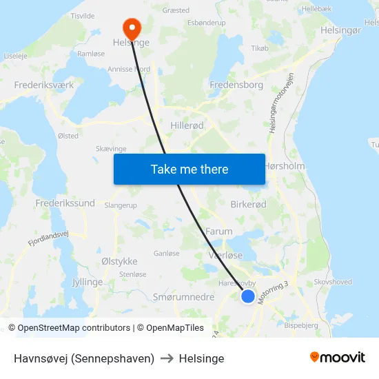 Havnsøvej (Sennepshaven) to Helsinge map