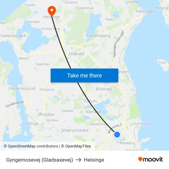 Gyngemosevej (Gladsaxevej) to Helsinge map