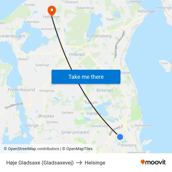 Høje Gladsaxe (Gladsaxevej) to Helsinge map