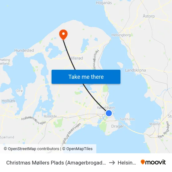 Christmas Møllers Plads (Amagerbrogade) to Helsinge map