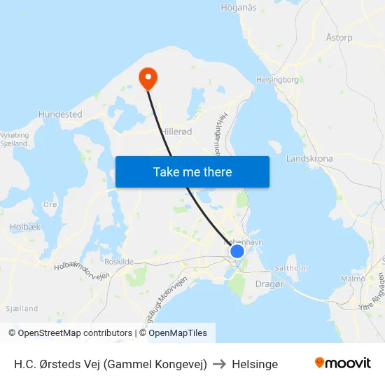 H.C. Ørsteds Vej (Gammel Kongevej) to Helsinge map