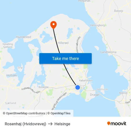 Rosenhøj (Hvidovrevej) to Helsinge map