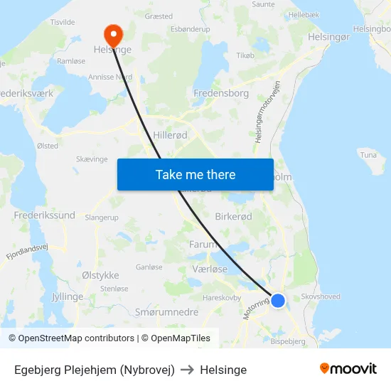 Egebjerg Plejehjem (Nybrovej) to Helsinge map