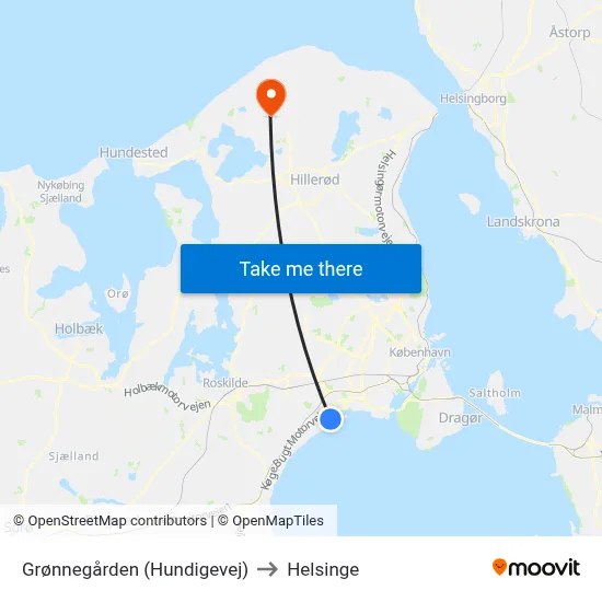 Grønnegården (Hundigevej) to Helsinge map
