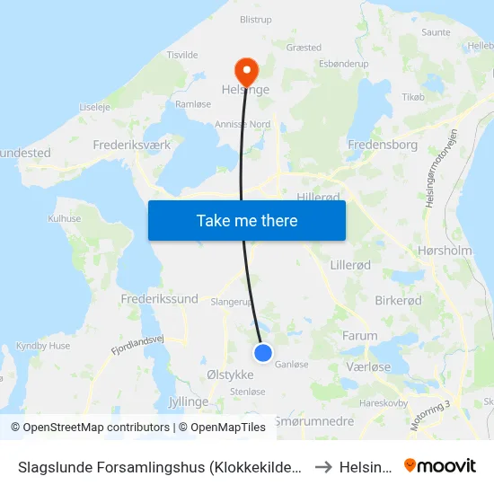 Slagslunde Forsamlingshus (Klokkekildevej) to Helsinge map