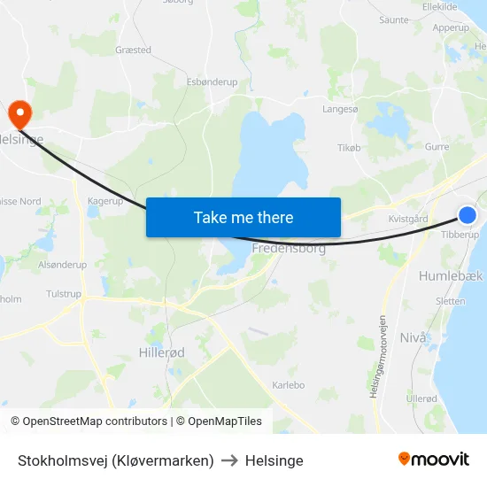Stokholmsvej (Kløvermarken) to Helsinge map