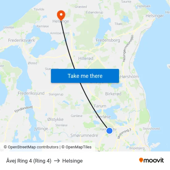 Åvej Ring 4 (Ring 4) to Helsinge map