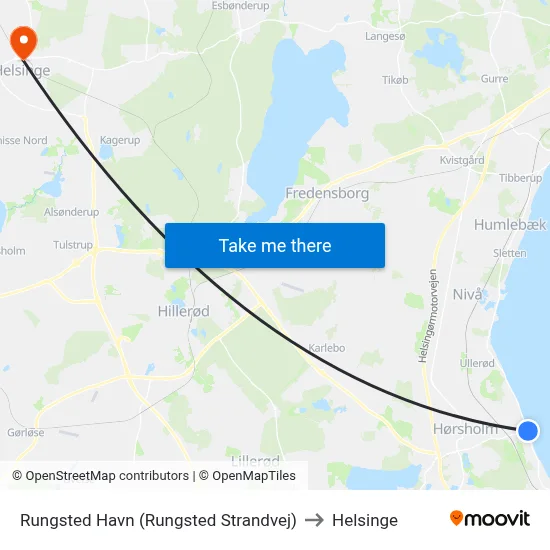 Rungsted Havn (Rungsted Strandvej) to Helsinge map